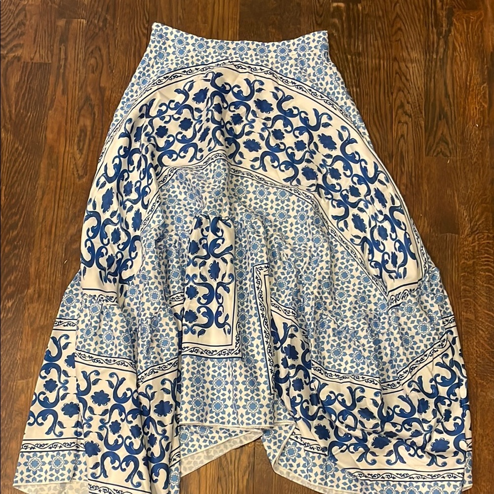 Blue and White Patterned Women's Skirt